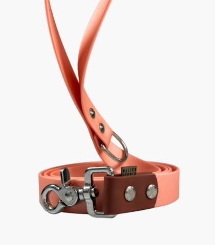 Smycz miejska Biothane® ROSE GOLD & BROWN +silver
