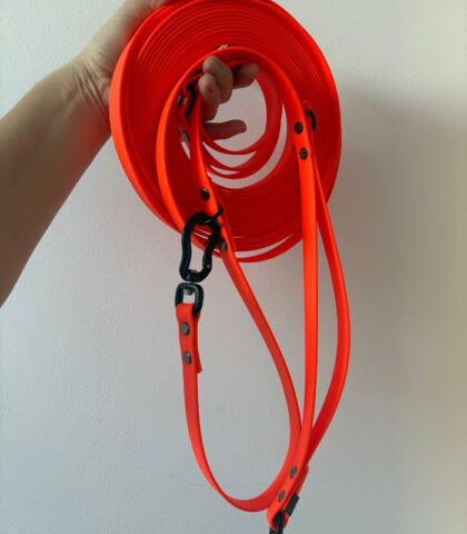 Smycz przepinana długa BioThane - jaskrawopomarańczowa 10 metrów